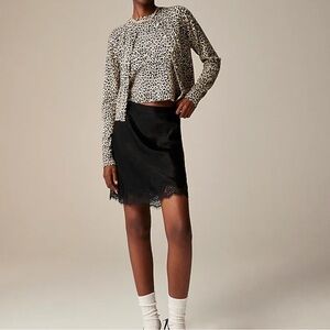 J Crew size medium Featherweight cashmere shrunken cardigan in leopard print